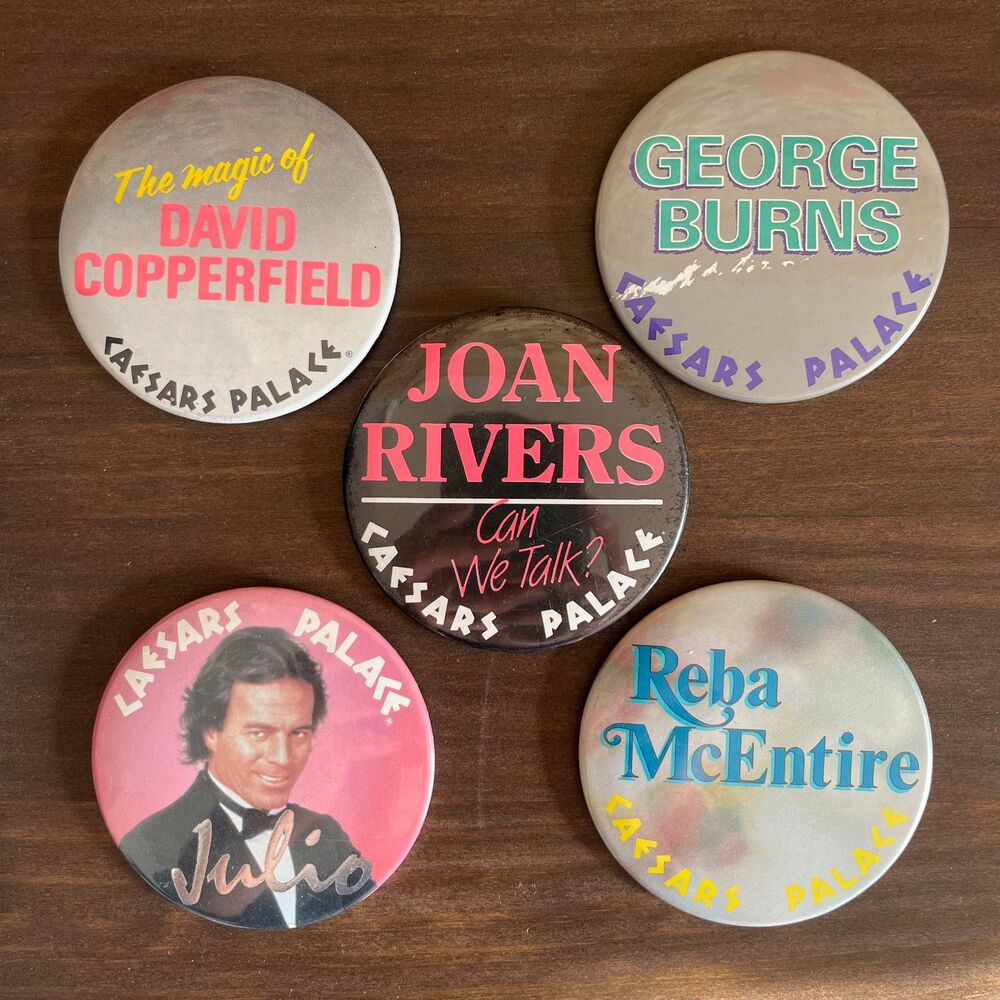Vintage 80s/90s Caesars Palace Entertainment Pin Badges